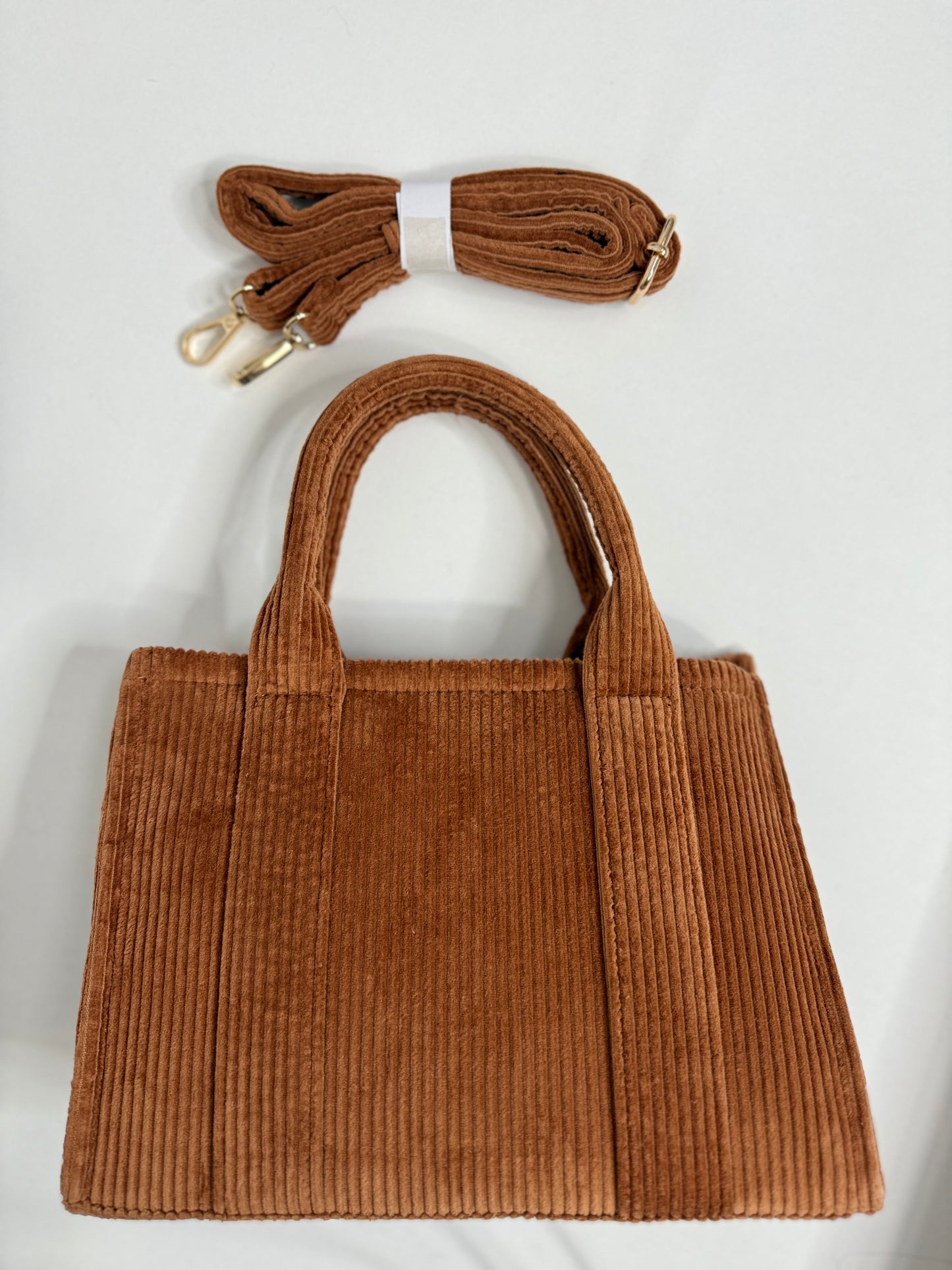 Corduroy Small Tan Shopper