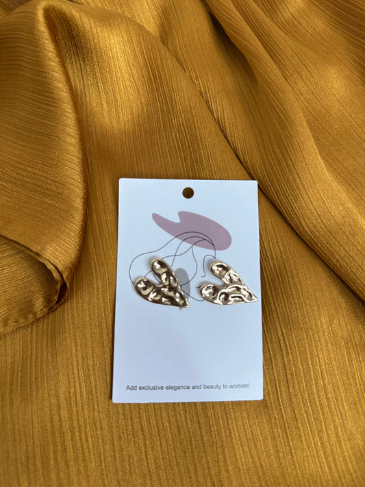 Gold textured heart earrings