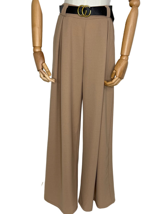 Cecile Wide Leg Camel Trousers