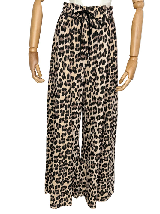 Leah Leopard print wide leg joggers