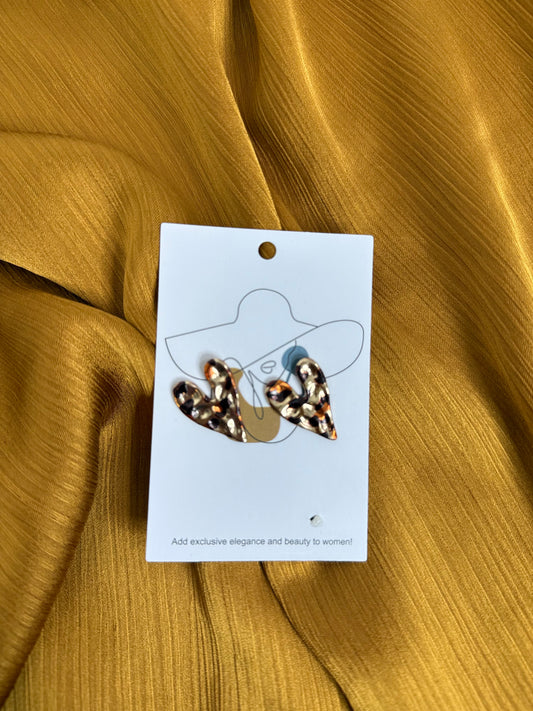 Leopard print heart earings