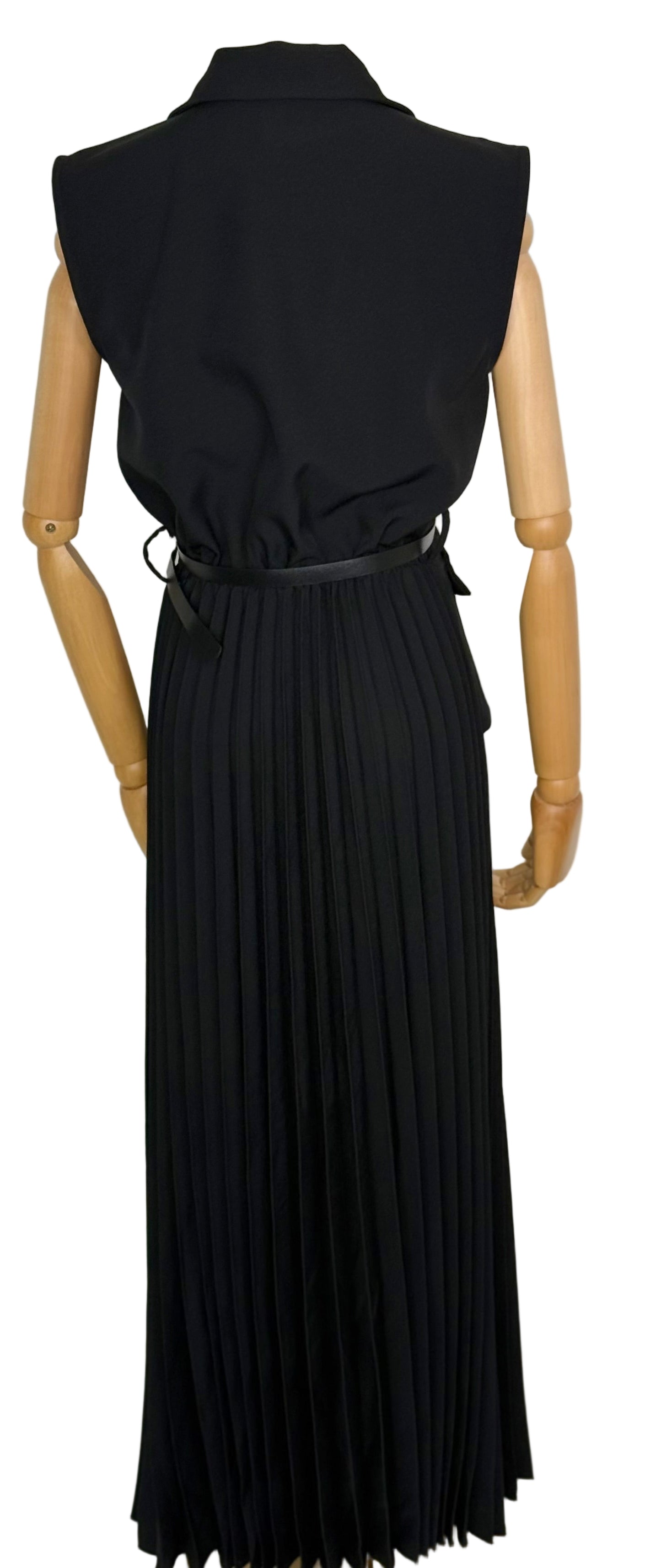 Polly Pleated Black Dress