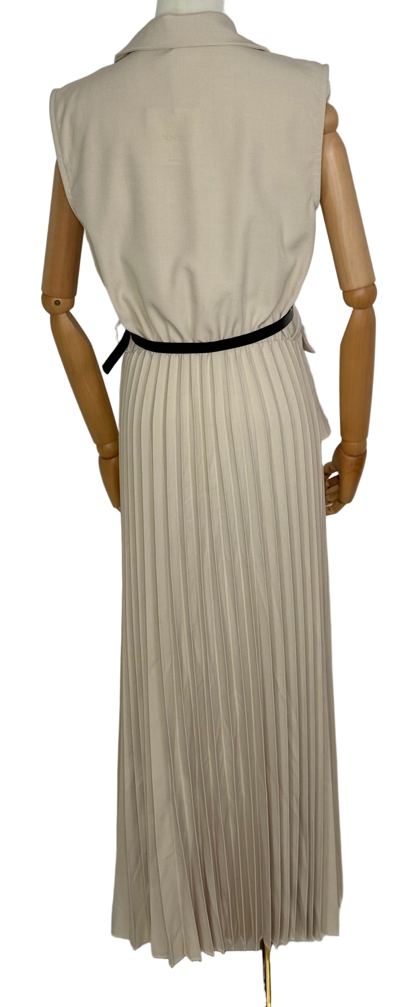 Polly Pleated Cream Dress