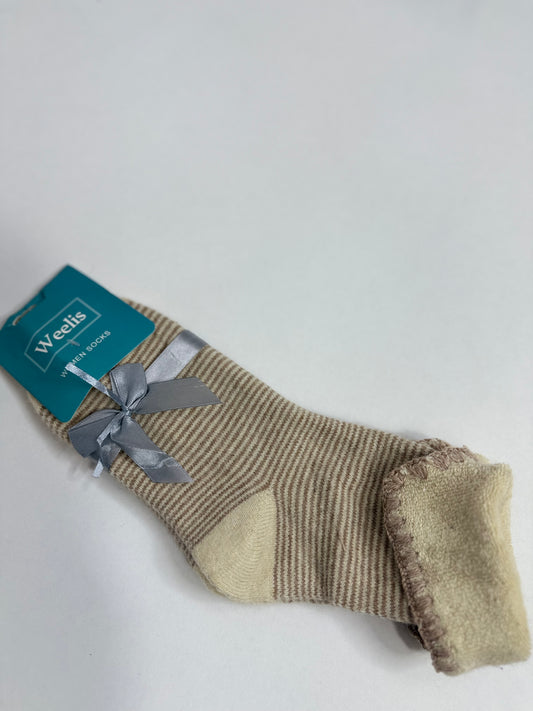 Beige stripe night socks