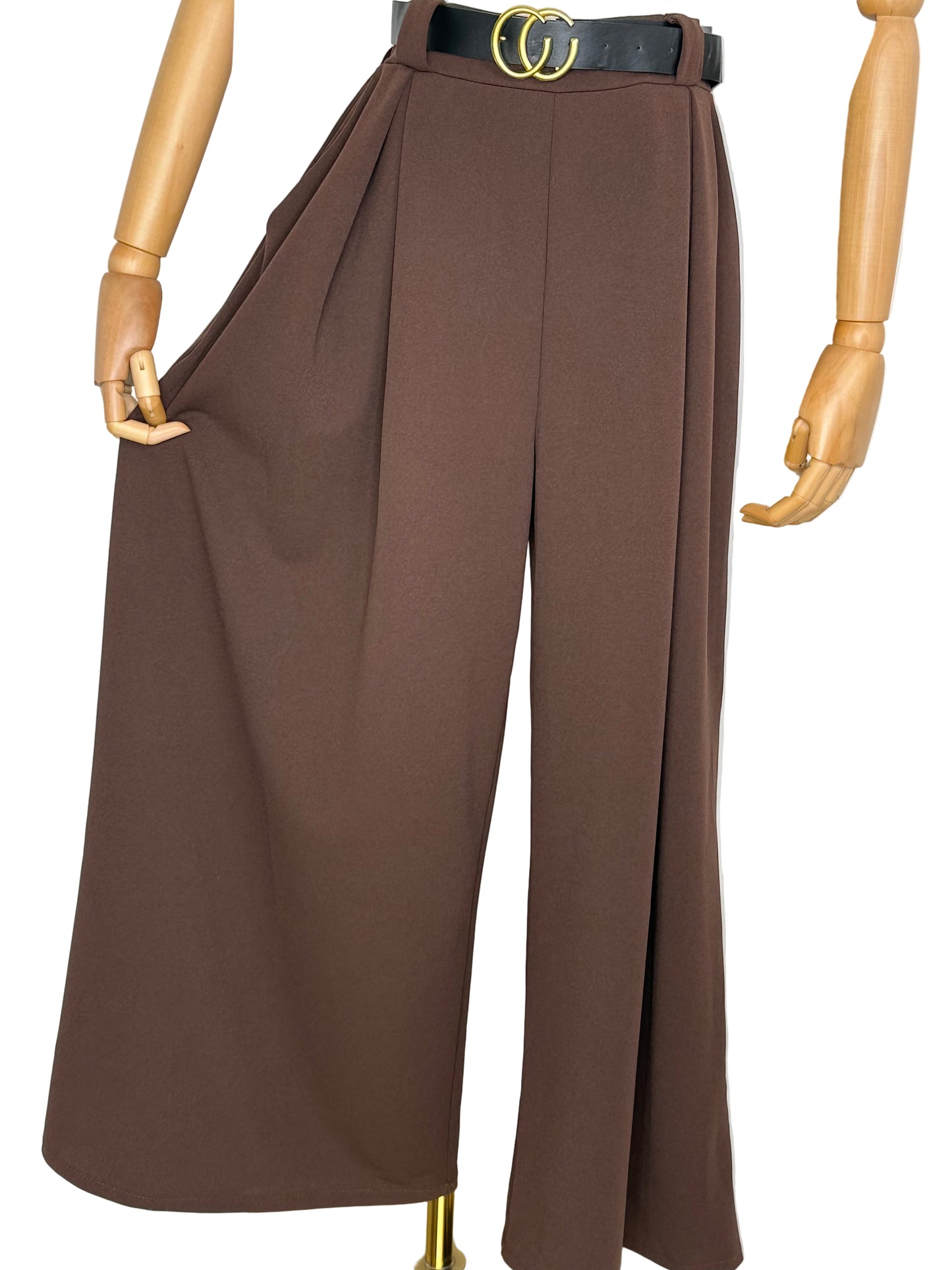 Cecile Wide Leg Chocolate Trousers