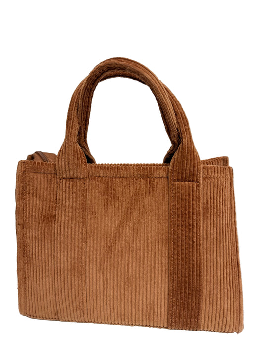 Corduroy Small Tan Shopper