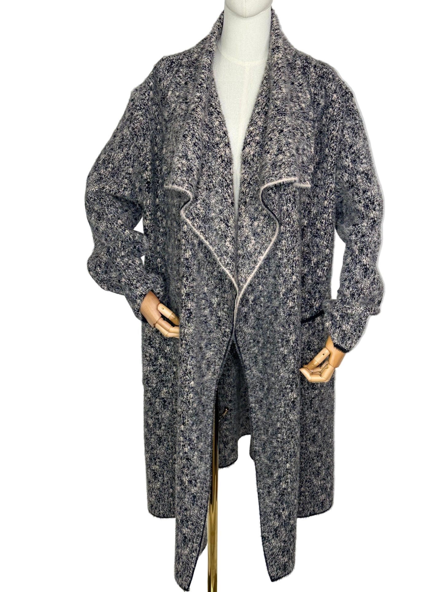 Wendy Waterfall Coat Black and Cream