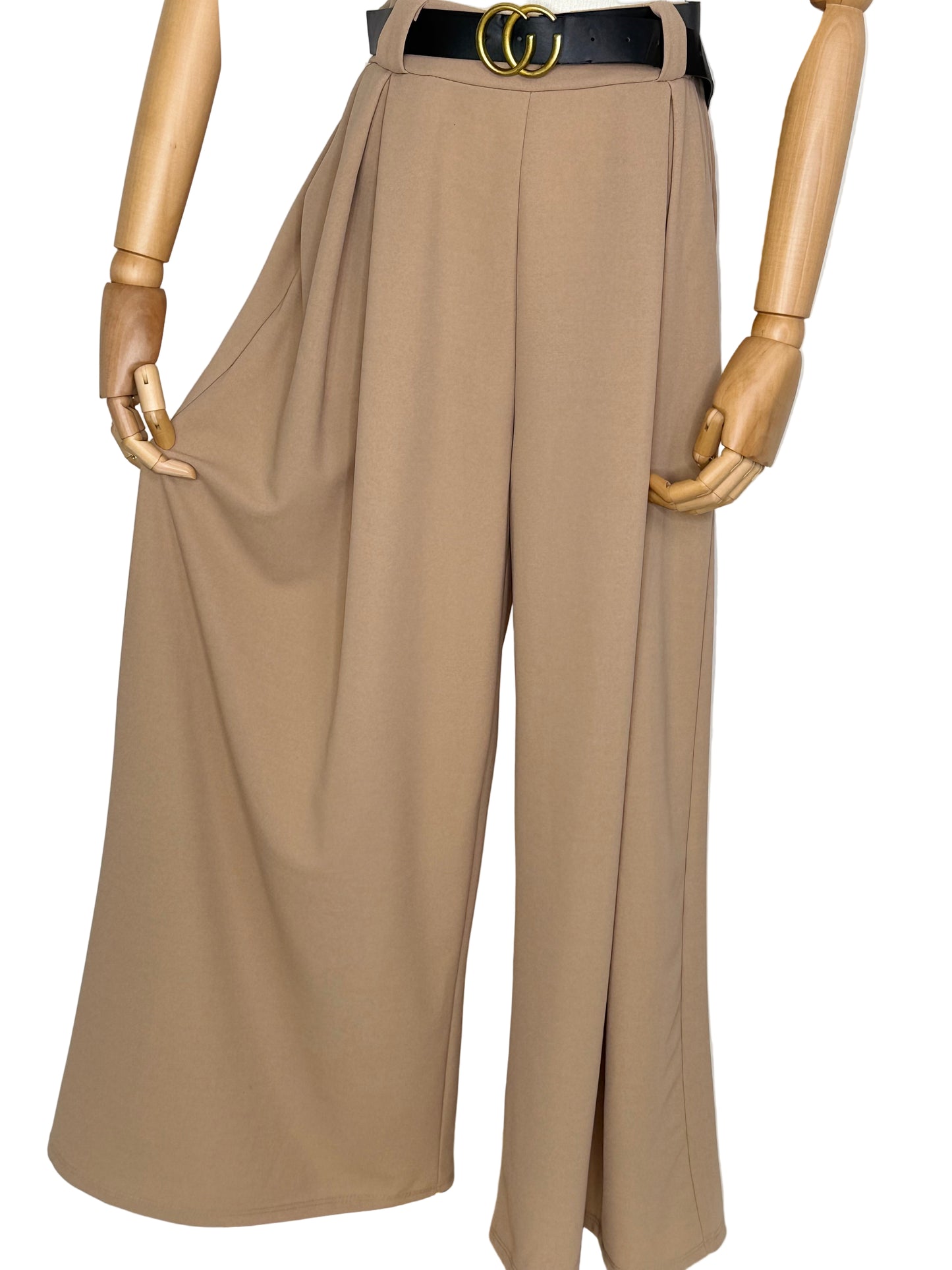 Cecile Wide Leg Camel Trousers