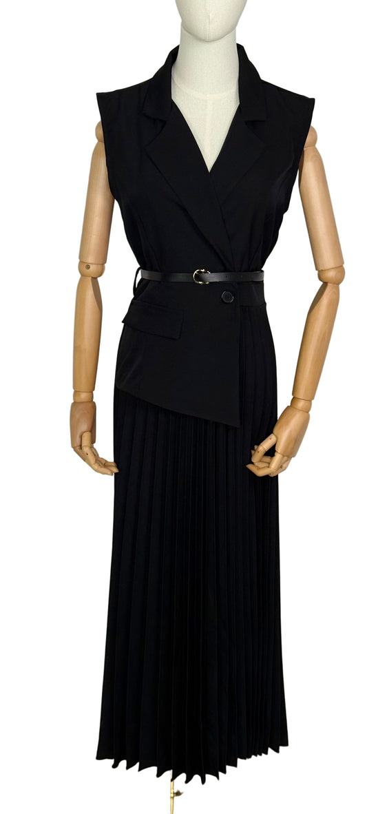 Polly Pleated Black Dress