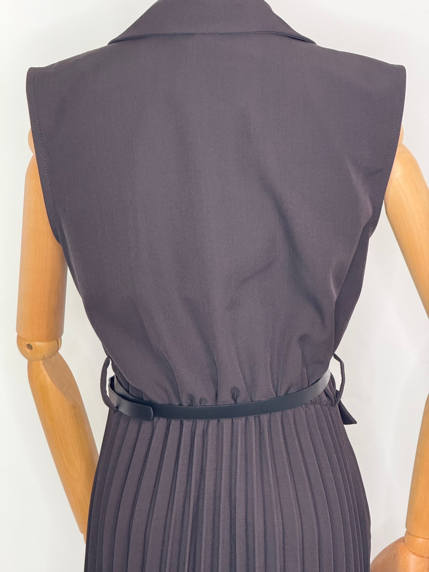 Polly Pleated Chocolate dress