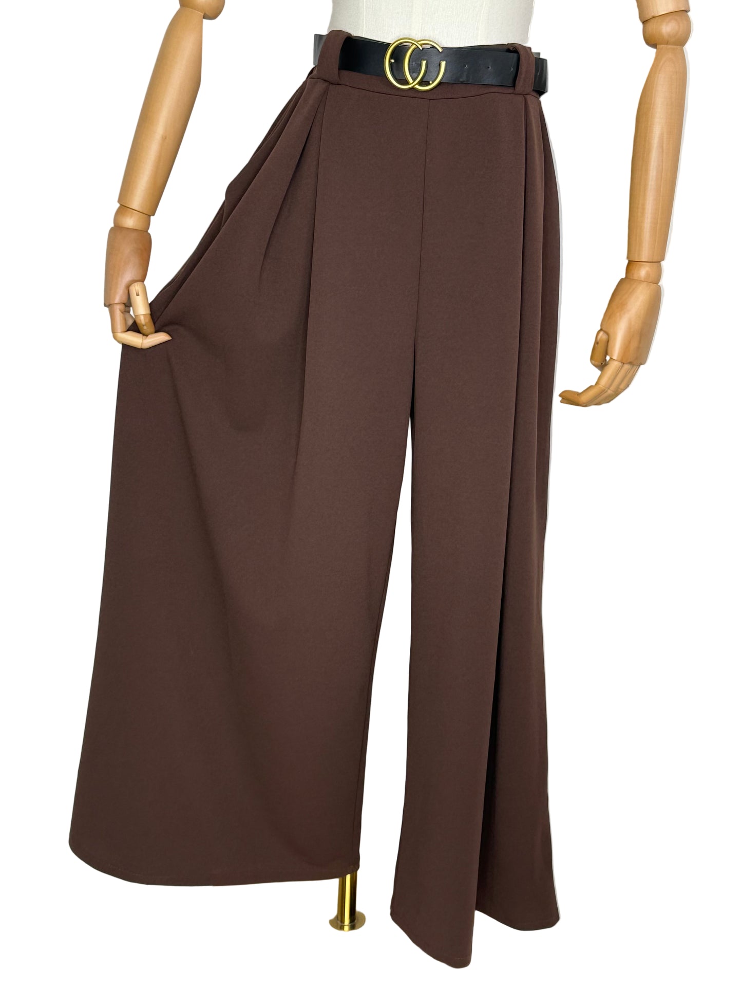 Cecile Wide Leg Chocolate Trousers