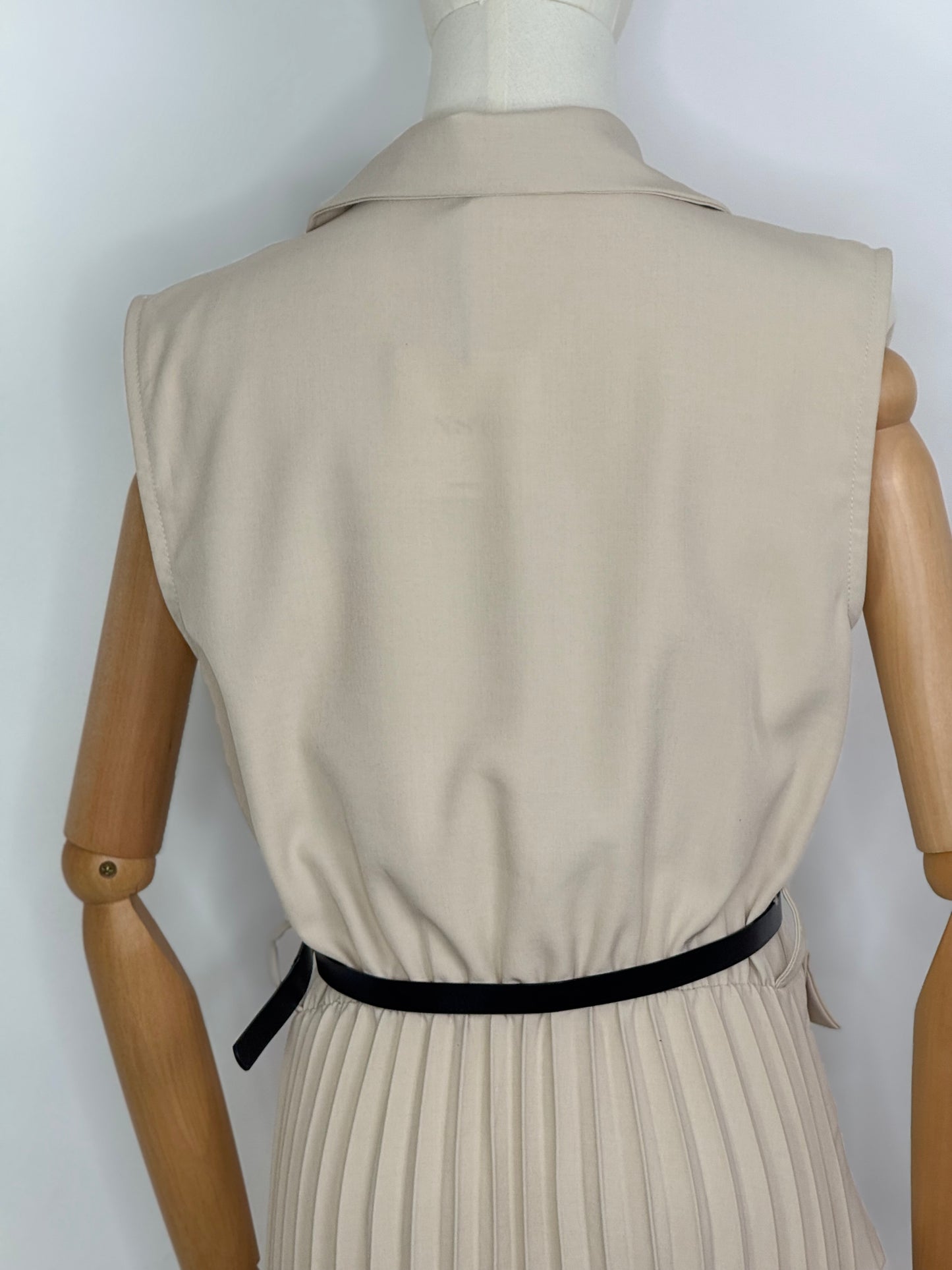 Polly Pleated Cream Dress