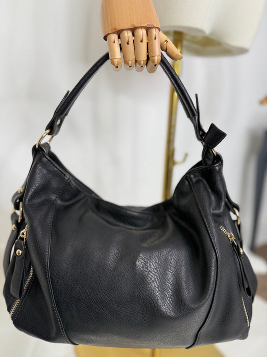 Black soft side zip bag