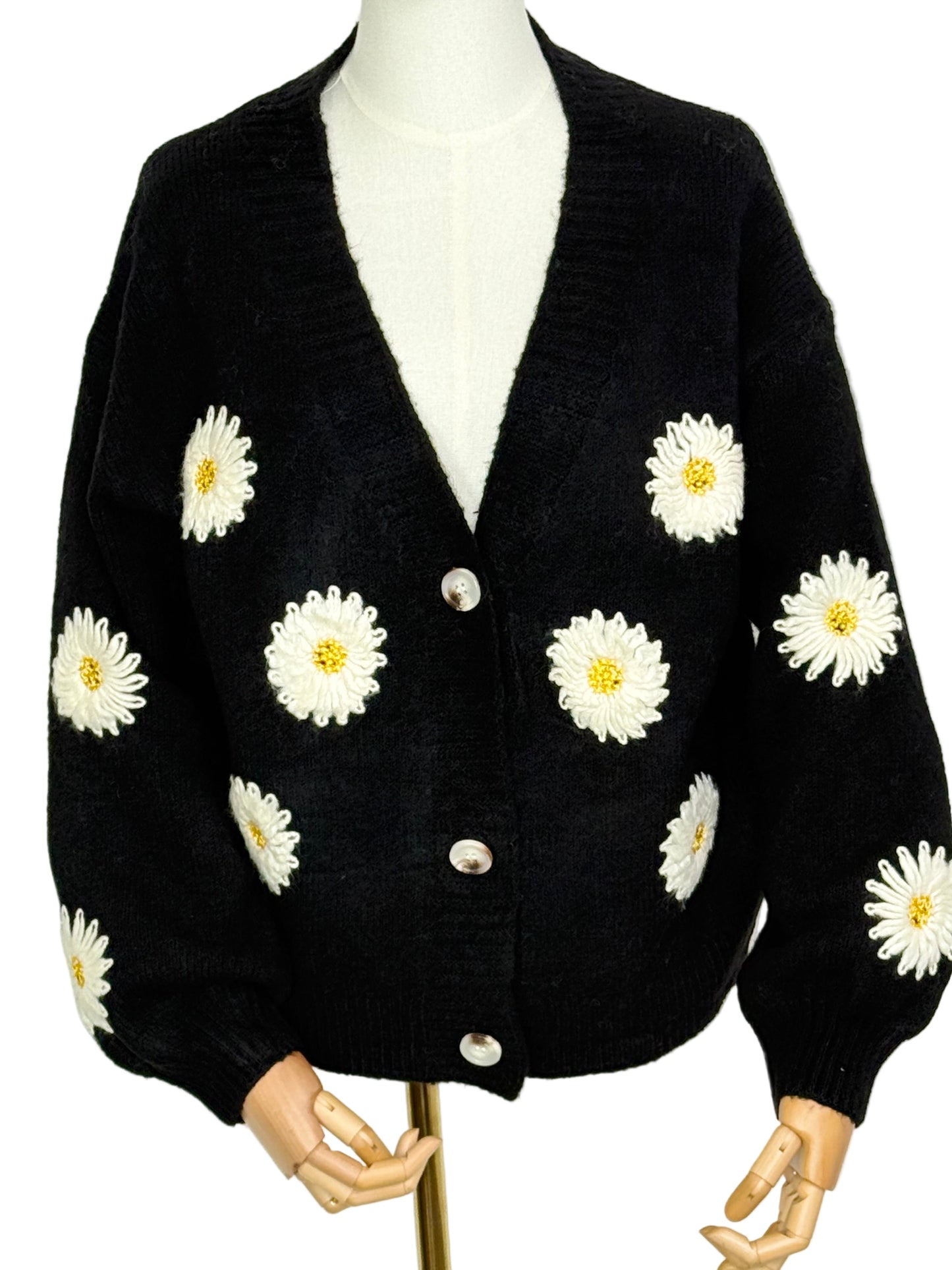 Dana Daisy Cardigan Black