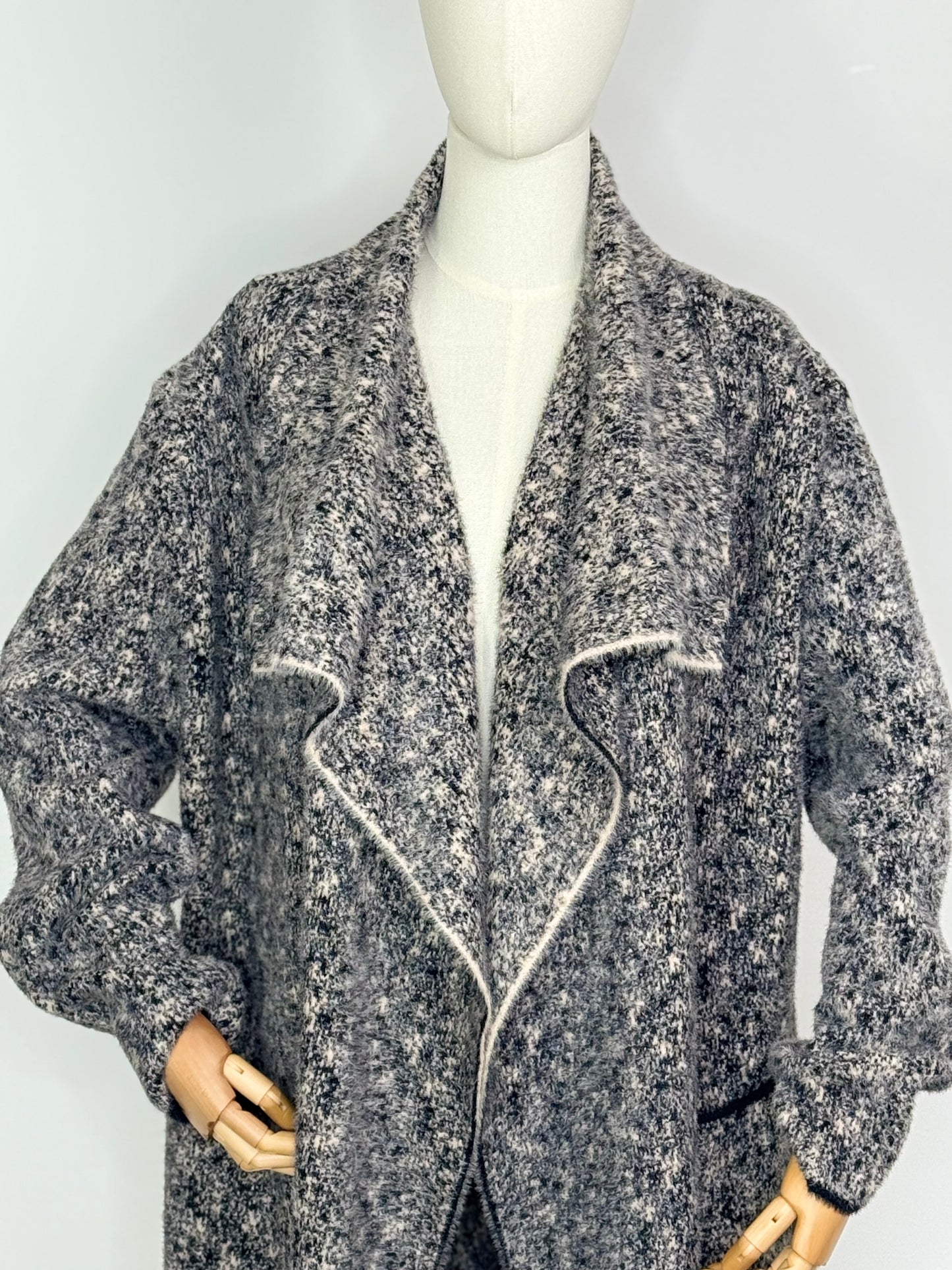 Wendy Waterfall Coat Black and Cream