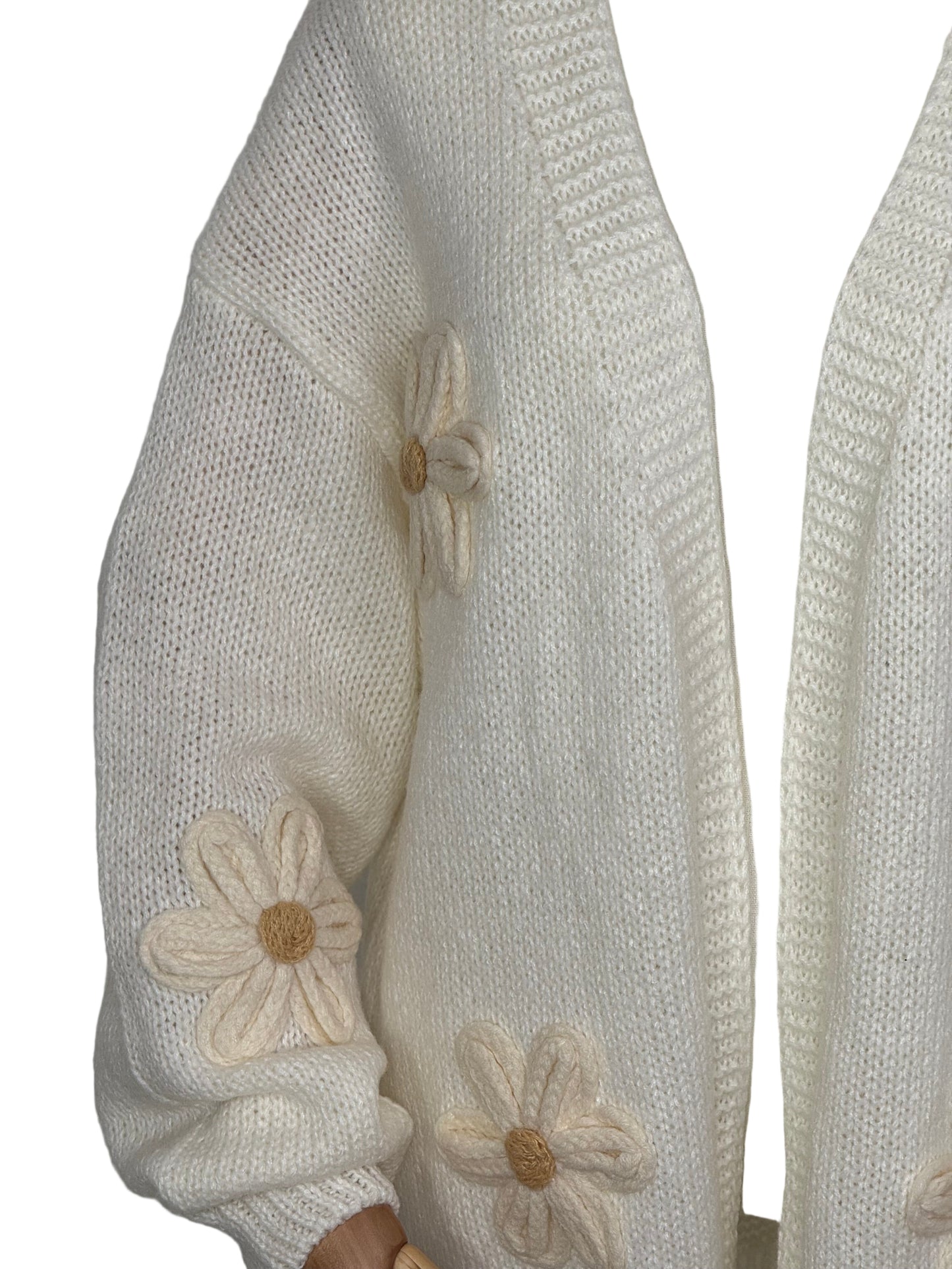 Freya Flower Open Cardigan Cream