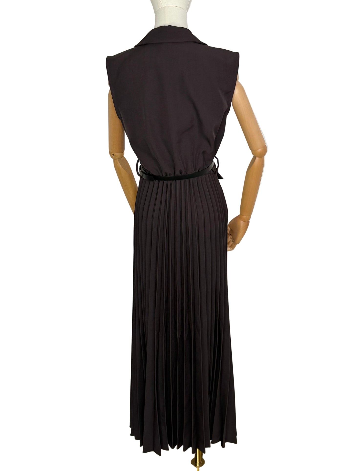 Polly Pleated Chocolate dress