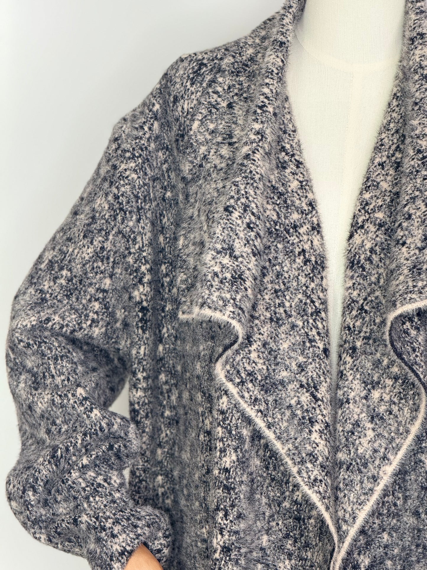 Wendy Waterfall Coat Black and Cream