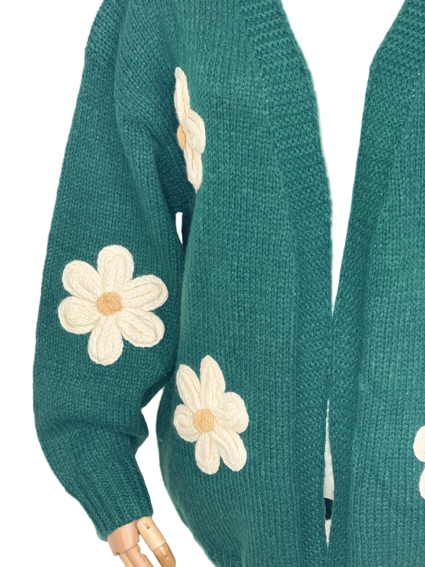 Freya Flower Cardigan Green